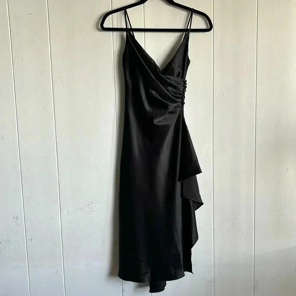 Vintage BORA. 90s black ruffle strappy XS
